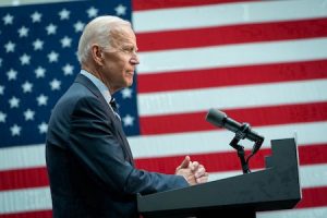 President Joe Biden America Flag speaking